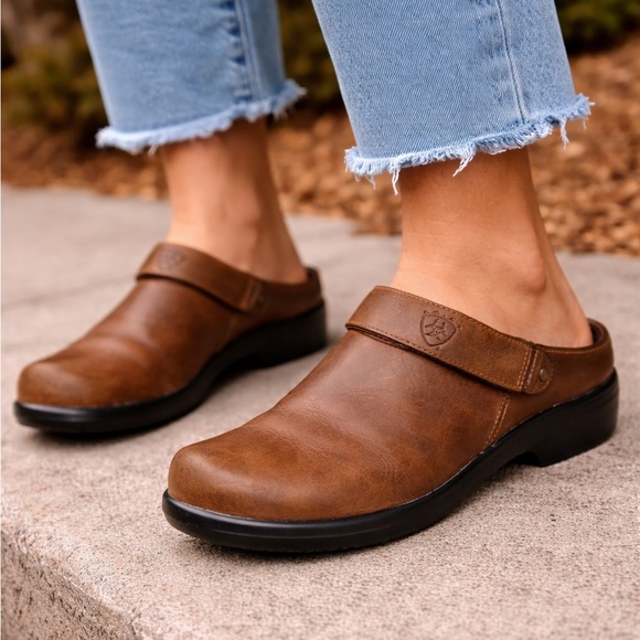 Ariat Shoes - Ariat Brown Leather Clogs Mule Slip On Shoes Women’s 8.5 EU 39.5
